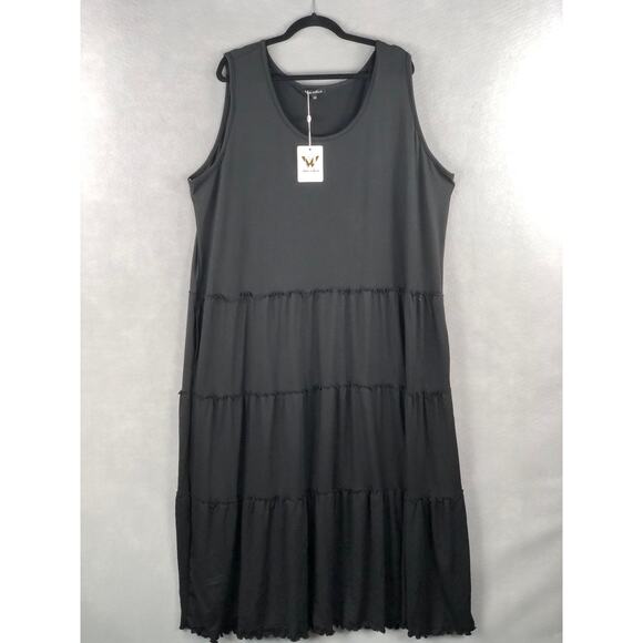 White Mark Women's Size 3XL Tiered Tank Maxi Dress Black NEW - Picture 1 of 7